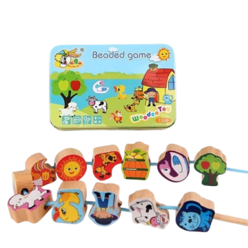 Игрушка деревянная шнуровка метталический кейс