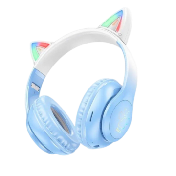 Наушники HOCO Bluetooth W42 Cat Ears cristal blue
