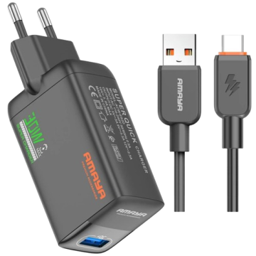 СЗУ Type-C Amaya ACW-E82D QC3,0 30W (1USB-A) + кабель USB to Type-C